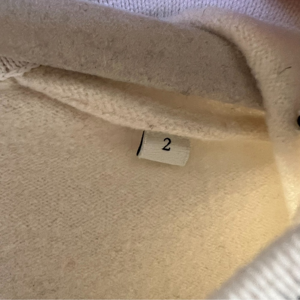 Sandro Alizia V Neck Collared Wool & Cashmere Sweater in Cream and White - Picture 9 of 10